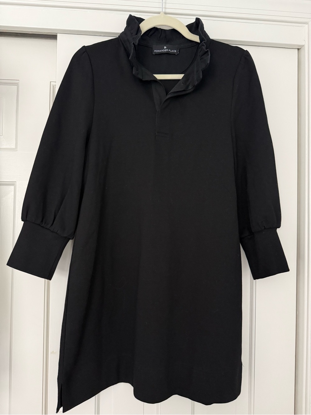 Charlotte Terry Black Ruffle Collar Shift Dress